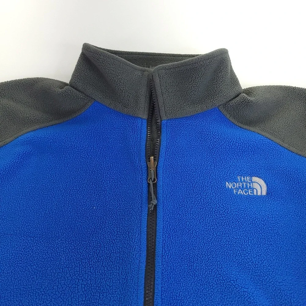 The North Face Flashdry Fleece Jacket Mens Large Blue and Charcoal Lightweight